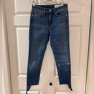 rag & bone Distressed Blue Ankle Jeans